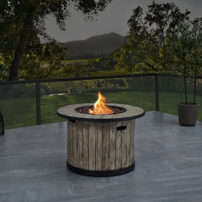 Ove Decors Naples 36 In. Round Ceramic Tile Top Fire Table In Brown